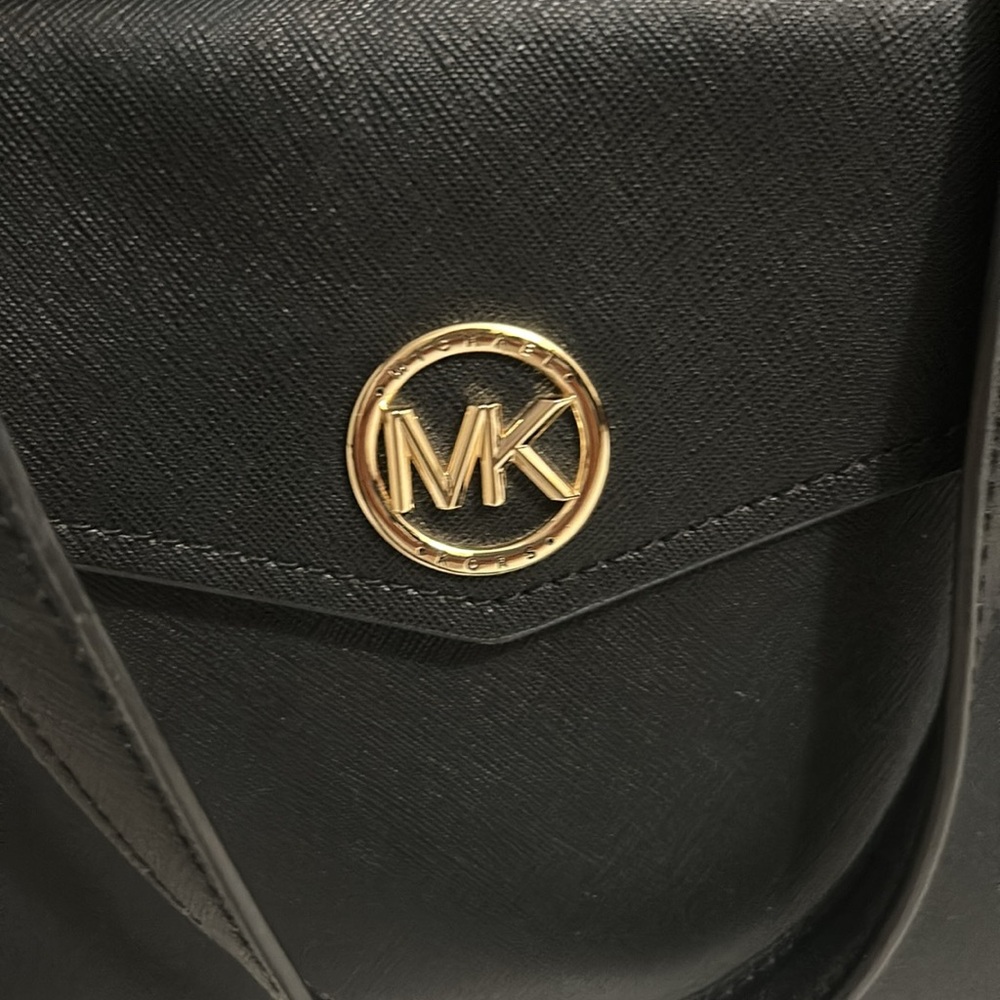 Michael Kors Black Structured Tote with Gold Hardware - Picture 3 of 7